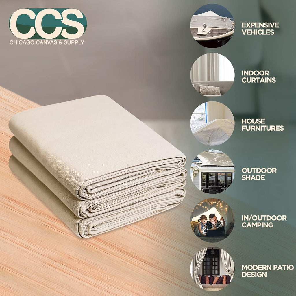 CCS Canvas Drop Cloth for Painting – All Purpose Cotton Duck Cloth Tarp for Curtains, Tablecloths, Backdrops – Washable & Reusable Floor Cover & Dust Sheet for Furniture (12-Pc, 4x12 Ft)
