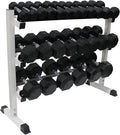 Ader Black Octagon Rubber Dumbbell Set with Rack