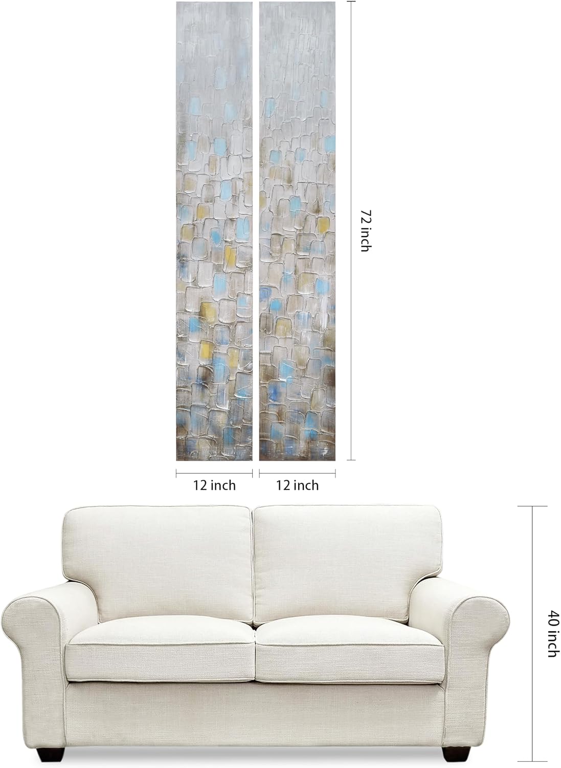 Empire Art Direct Abstract Wall Art Textured Hand Painted Canvas by Martin Edwards, Diptych, 72' x 12' each, Cosmopolitan