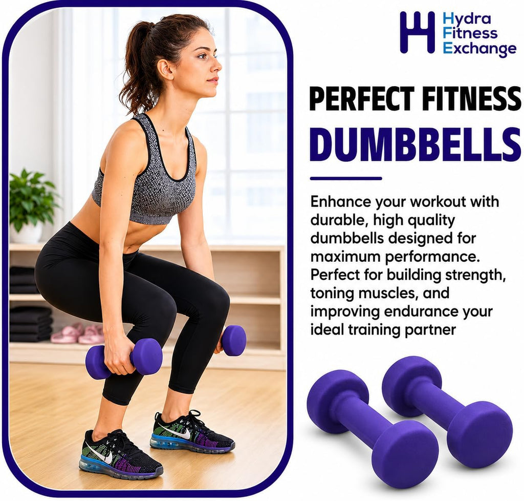 Neoprene Coated Fitbell Dumbbell (1LB to 10LB Pack of 1, 2, 4) | Dumbbell Set for Women & Men Durable Anti-Roll Anti-Slip Colour Blue | Ideal for Arm Rows Squats Chest Presses Bicep Curls