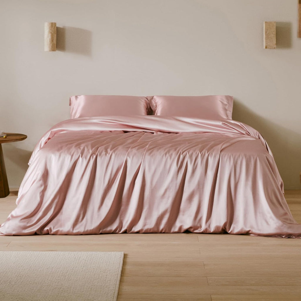 LILYSILK 100% Silk Pillowcase 1PC 25MM Pure Bed Pillowcase for Hair & Skin Oxford Envelope Double-Sides Charmeuse Silk,Rosy Pink King 20x36 inches