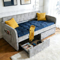 VINGLI Twin Size Daybed with 2 Storage Drawers and Pockets, Chenille Fabric with Diamond Buttons, Upholstered Comfy Sleeper Couch Sofa Bed for Living Room, Movie Room, Bedroom, Gray