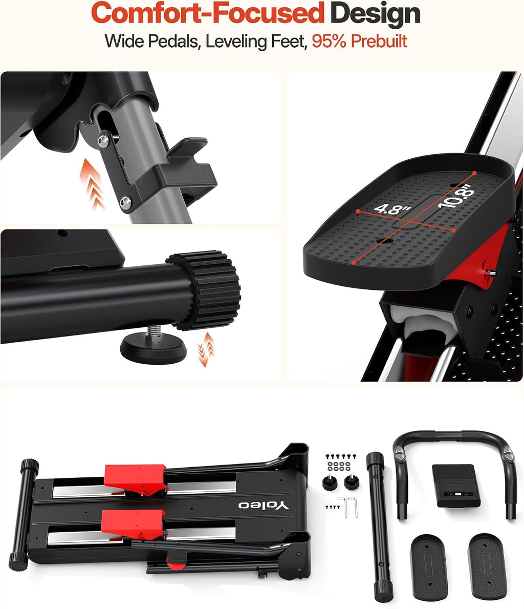 YOLEO Adjustable Resistance Stair Steppers for Exercise at Home, Folding Cardio Stairmaster with 3 Workout Modes & Oversized Pedal,90% Pre-Assembled Stair Climber with Handlebar for Full Body Workout