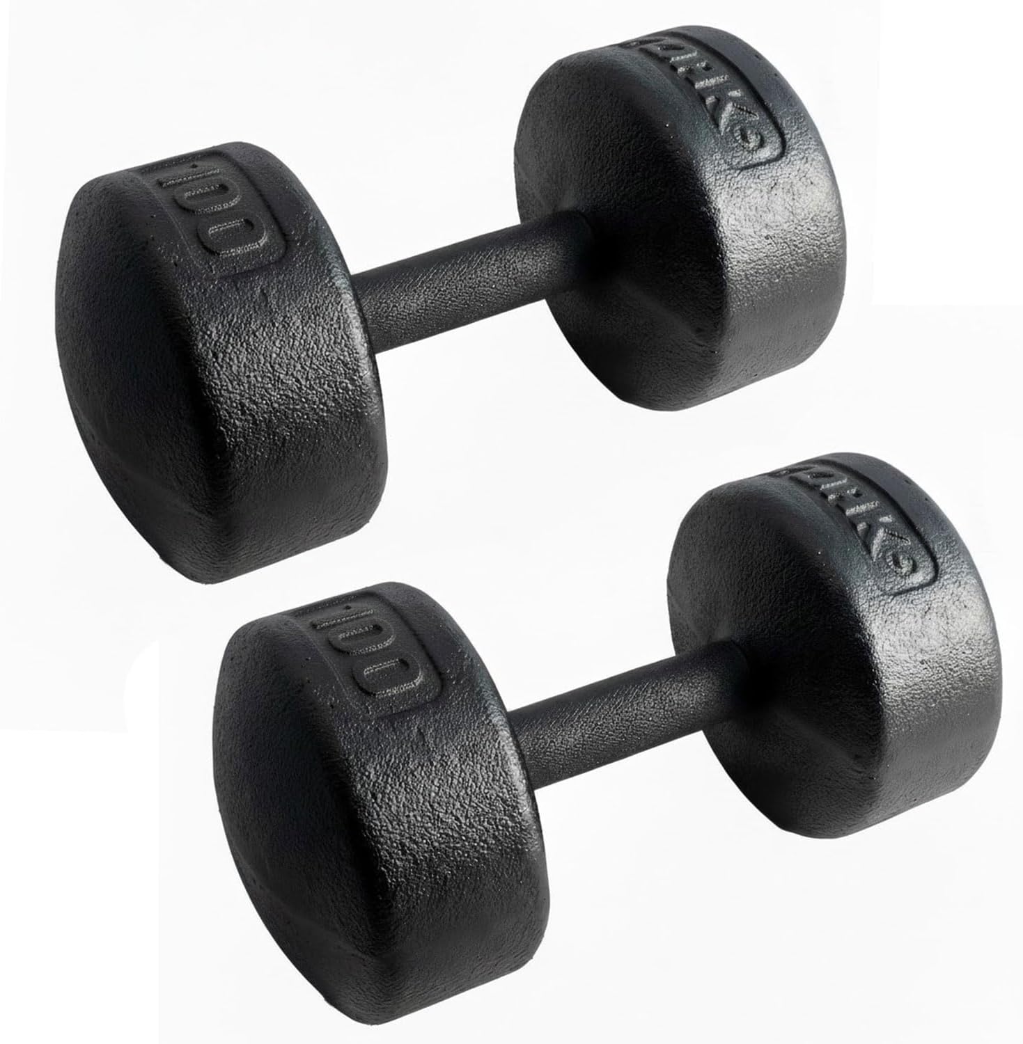 Legacy Solid Round Dumbbell Black – Heavy Duty Cast Iron Hand Weight with Knurled Ergonomic Grip for Strength Training, Muscle Toning, Home Gym Workout – 5 lb to 150 lb In Single & Pair