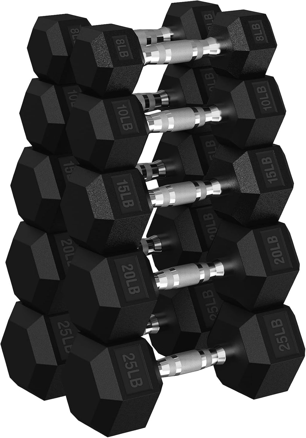 Hex Dumbbell Sets with Rack, 90-640 lb Rubber Encased Exercise & Fitness Dumbbells Set, Hand Weight for Strength Training, Weight Dumbbells