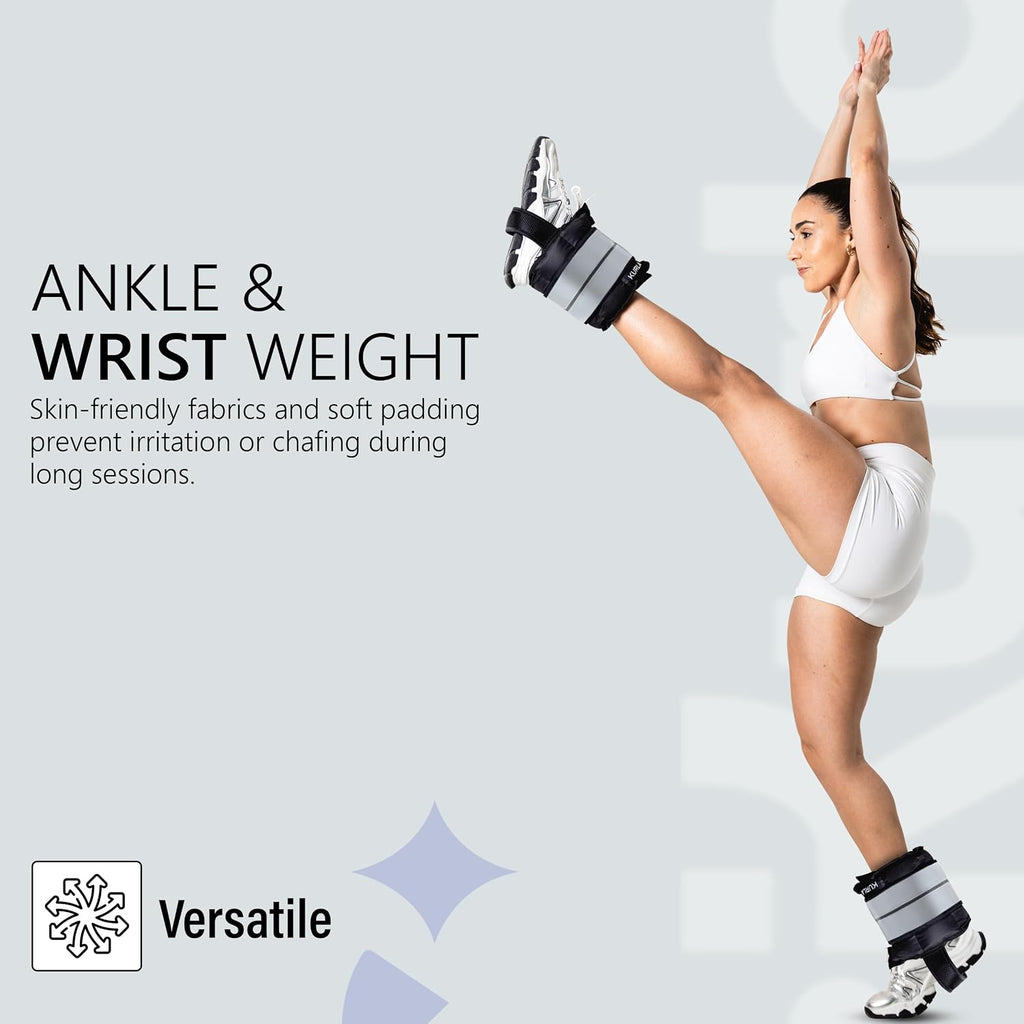 Ankle & Wrist Weights – 8/16/20/30 lbs Pair (4–15lbs - Each) | Dual Adjustable Secure Strap System | Patented Design | Ideal for Home Workouts, Pilates, Yoga, Glute Training