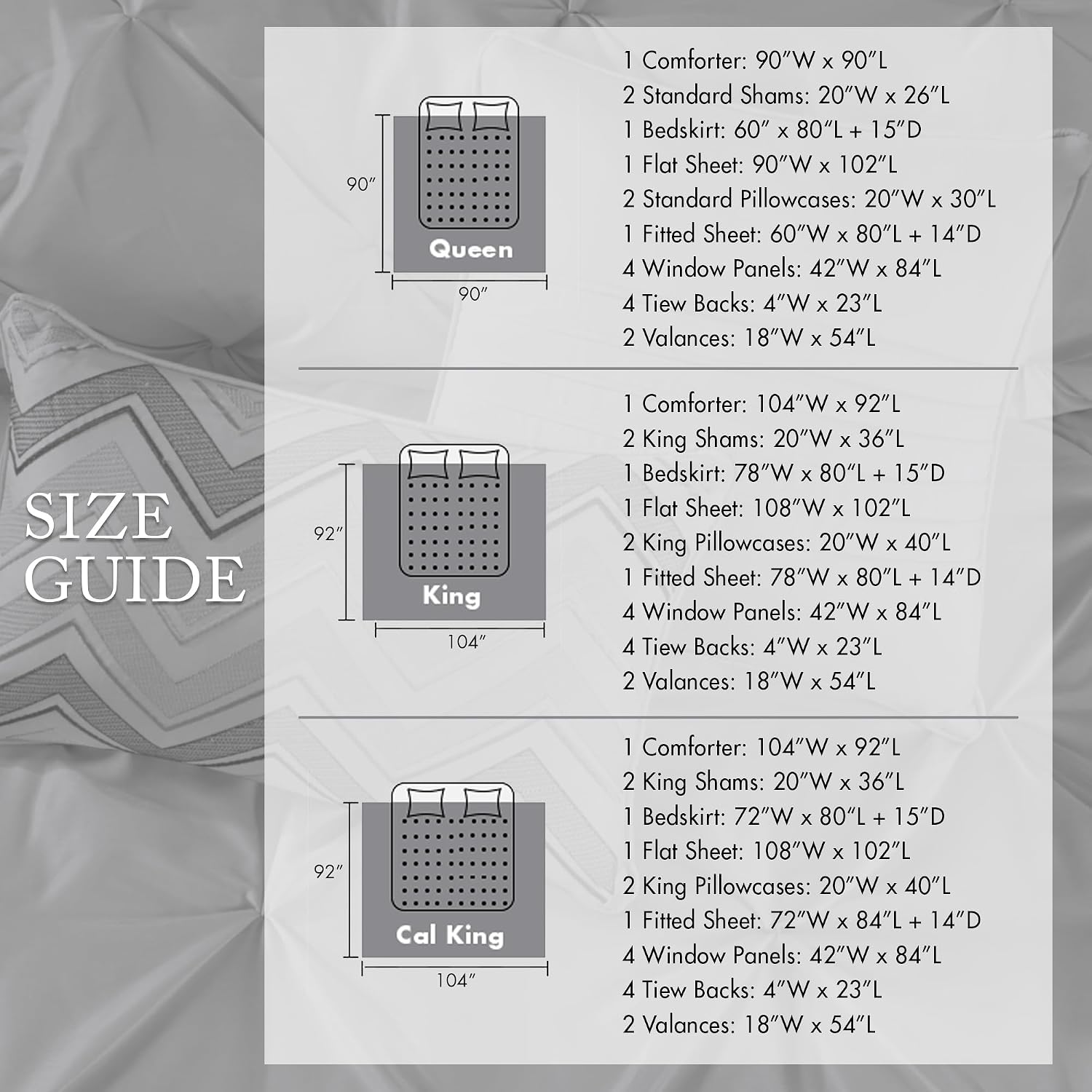 Madison Park Essentials Room in a Bag Faux Silk Comforter Set - Luxe Diamond Tufting All Season Bedding, Matching Curtains, Decorative Pillows, Ivory Cal King(104'x92') 24 Piece