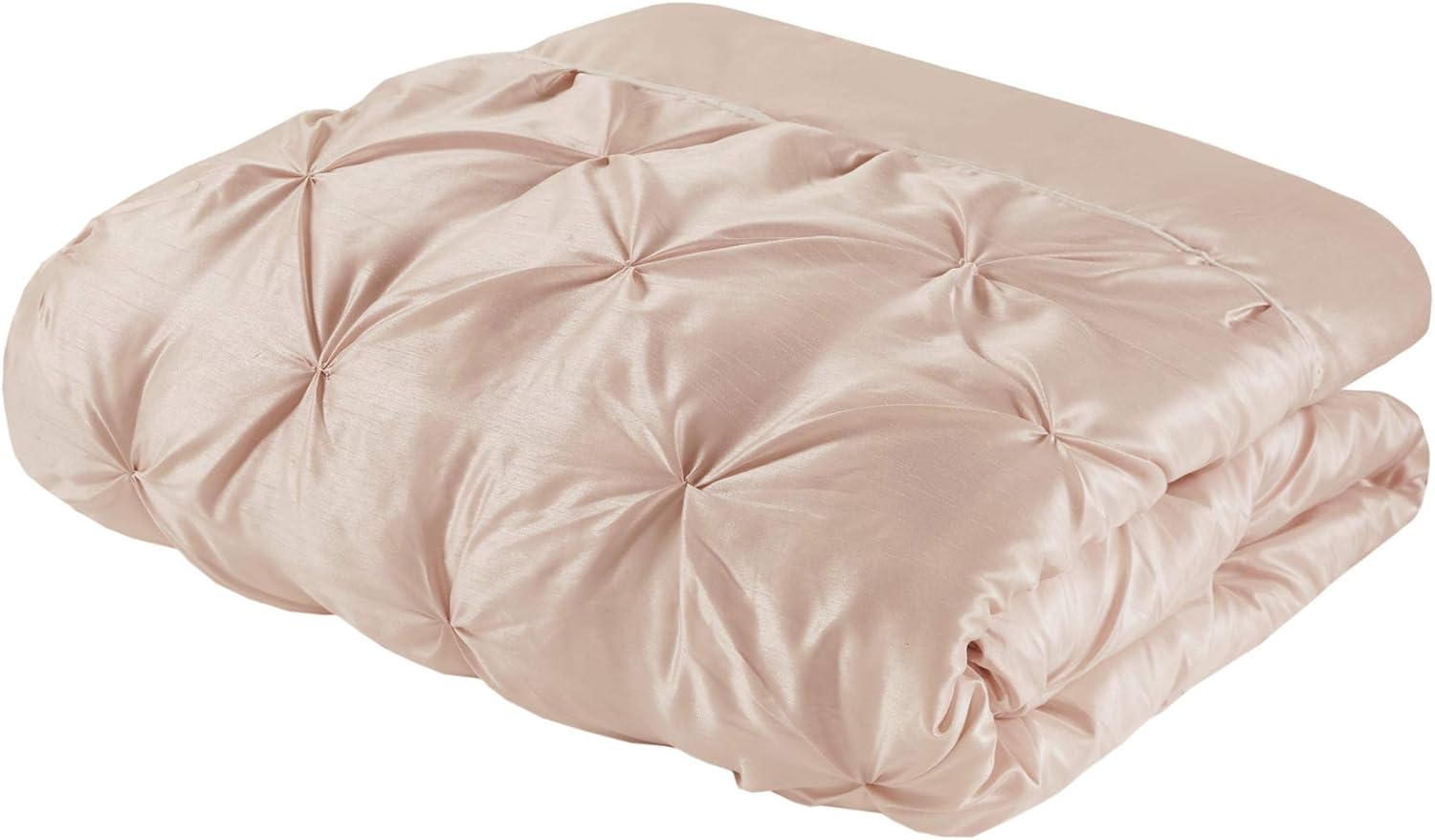Madison Park Essentials Room in a Bag Faux Silk Comforter Set-Luxe Diamond Tufting All Season Bedding, Matching Curtains, Decorative Pillows, Cal King(104'x92'), Blush 24 Piece (MPE10-811)