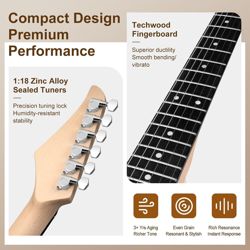 MOSEN 39' Electric Guitar Kit, Complete Beginner Starter Set with Amp & HSS Pickups, All Accessories Included, Ideal Gift for Music Lovers, Home Practice Ready – Grey&Black