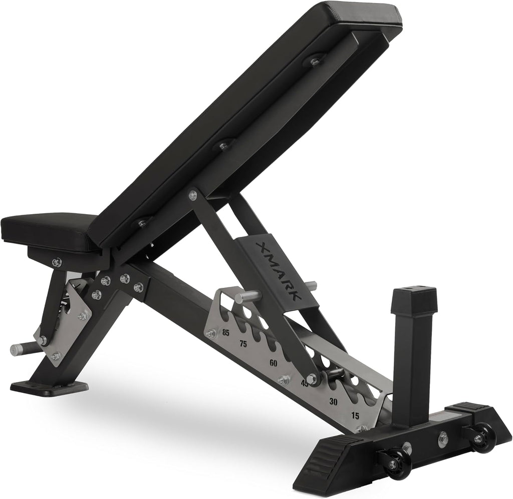 XMark Adjustable Weight Bench, High Performance Adjustable Bench, 1500 lb Weight Capacity, Strength Training Adjustable Benches for Commercial or Home Use
