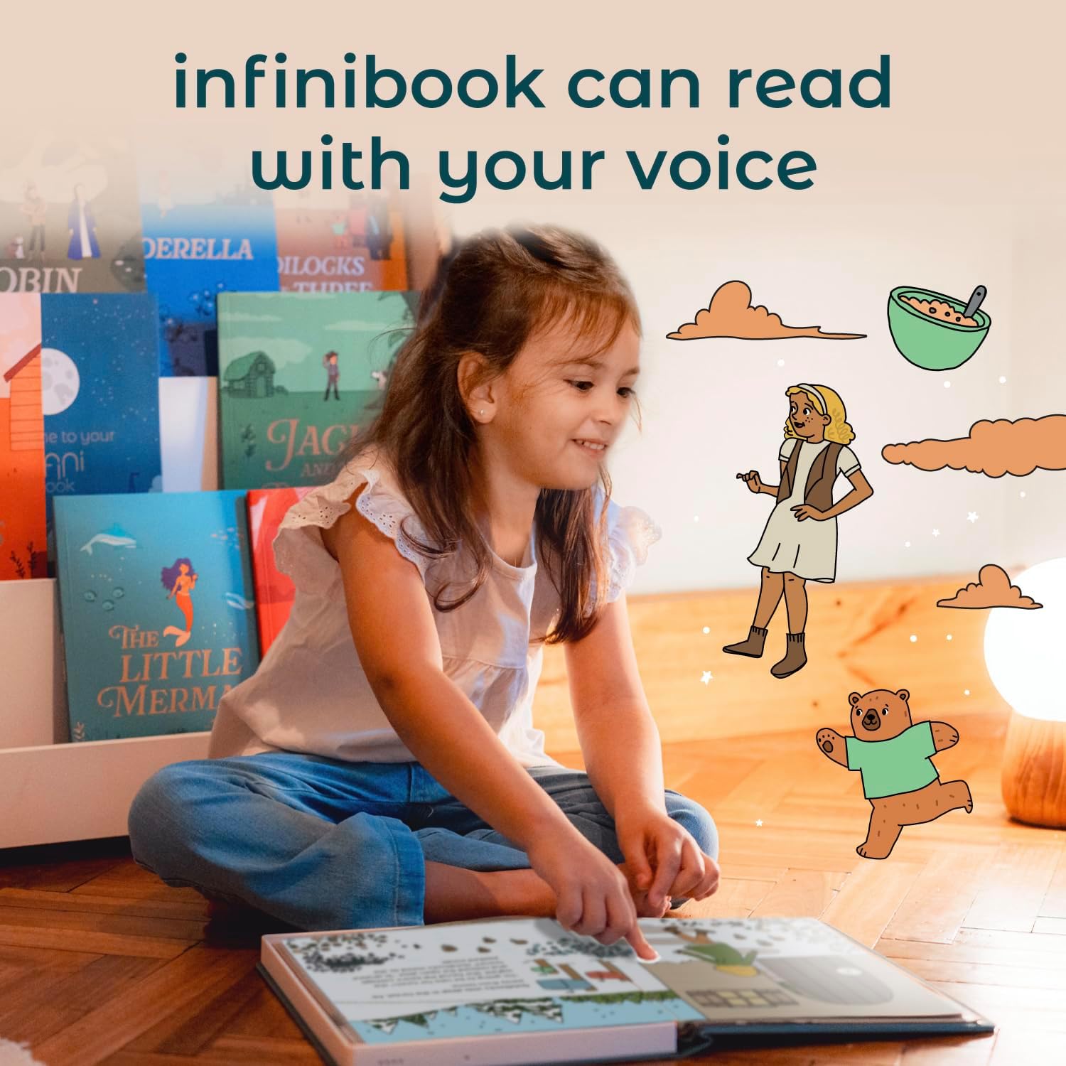 Cali's Books Goldilocks and The Three Bears - infinibook Reader Recordable Storybooks for Kids, Customizable Interactive Audio Book Reader for Toddlers, Educational Screen-Free Toy