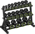 HANDBODE 3-Tier Dumbbell Rack Stand, 1000LB Capacity Storage Rack, Weight Rack for Dumbbells, Kettlebell, 390–700 lb Rubber Coated Fixed Weight Sets, Home Gym Strength Training Equipment