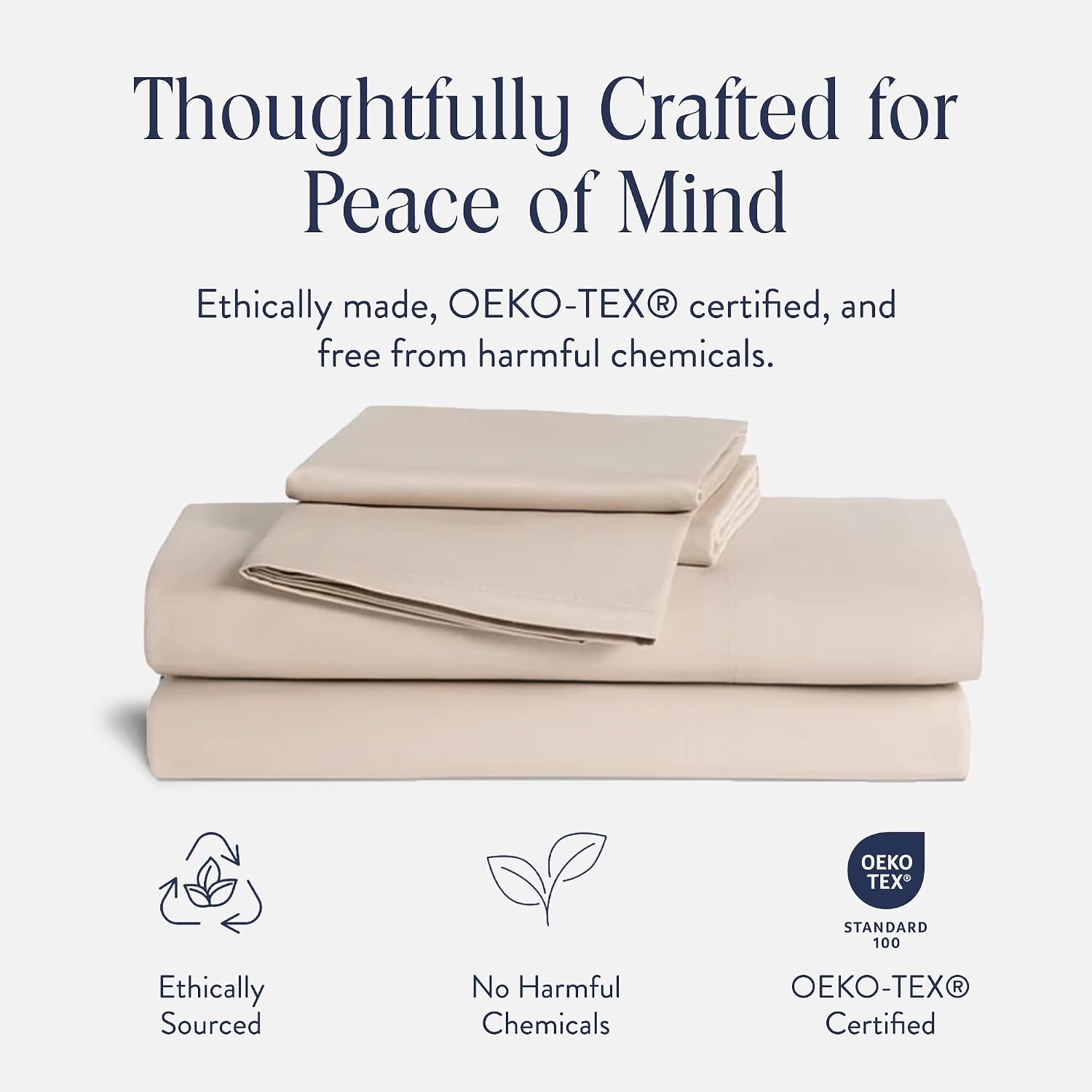 Brooklinen Luxury Sateen 4 Piece Sheet Set -100% Cotton Bed Sheets, Soft & Durable California King Size Sheets Set in Pebble, Oeko-TEX Certified Bedding Set,1 Fitted Sheet,1 Flat Sheet,2 Pillowcases