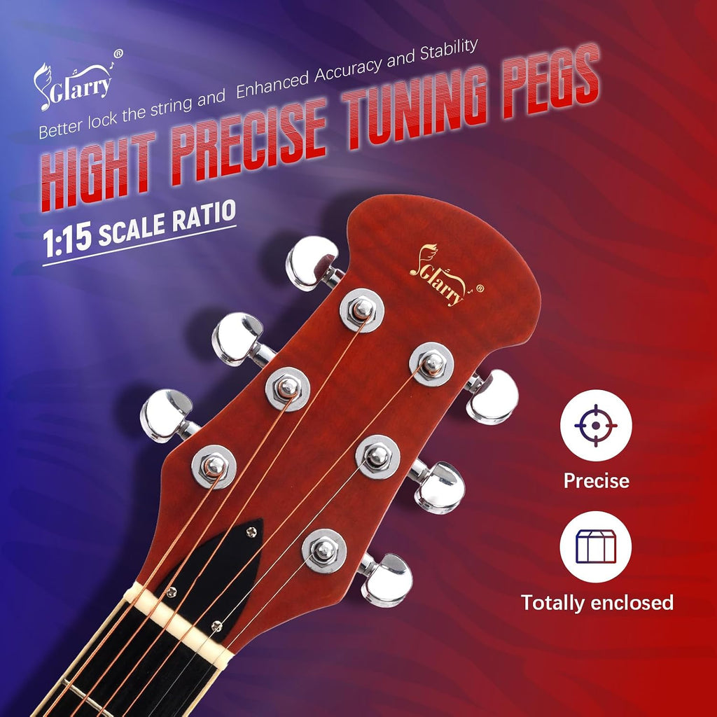 GLARRY 41in Acoustic Electric Guitar, Unique Round-back Design, 6 String Cutaway Guitar Beginner Kit with 15W Amp, EQ, Bag, Strap, Picks, Strings (Blue with AMP, Full-Right Handed)