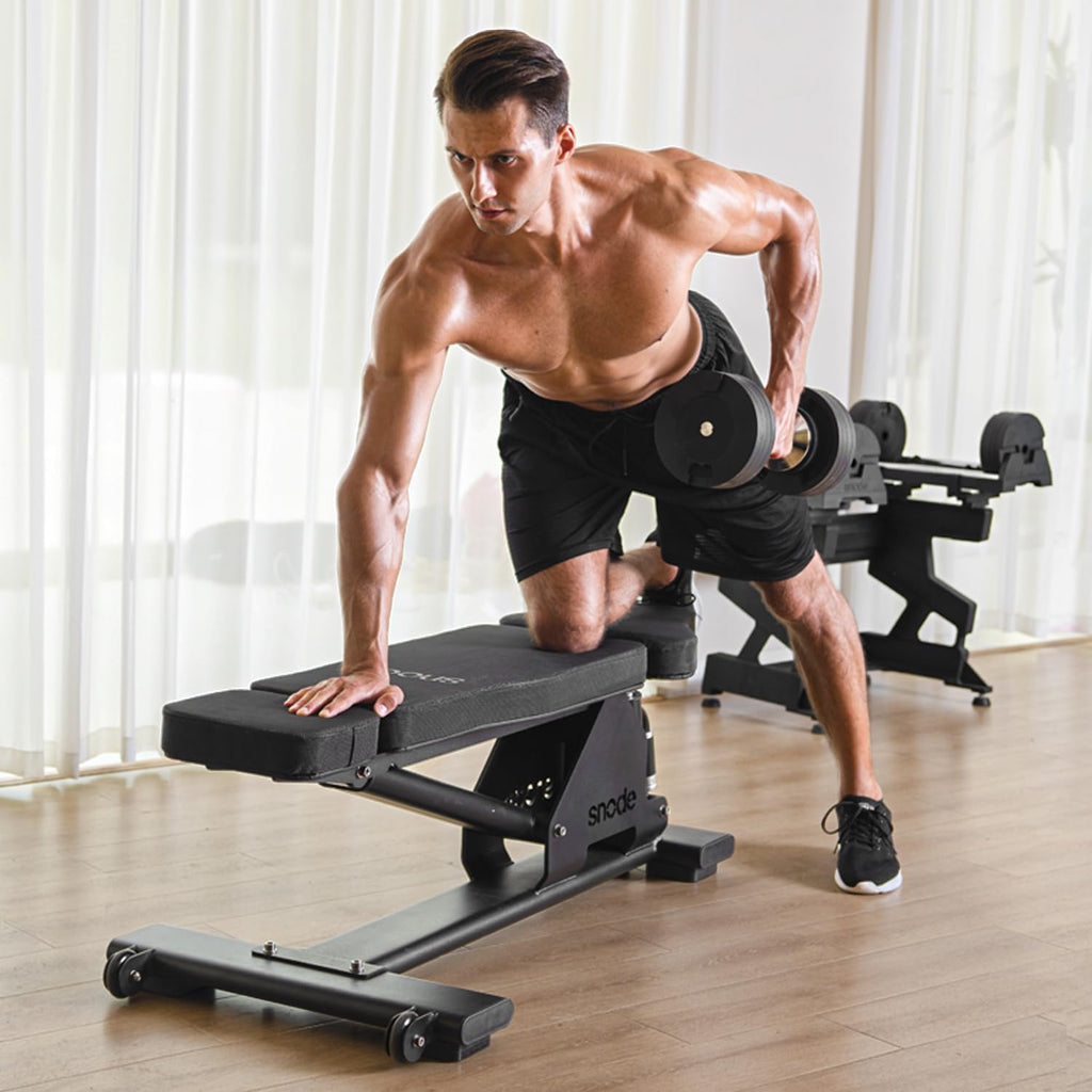 SNODE AD80 Drop Proof 80 lbs Adjustable Dumbbell Set -Adjustable Weights with Cast Iron Plates and Cradle, Knurled Handle, Fast Adjust, Compact Home Gym Equipment for Bench & Press