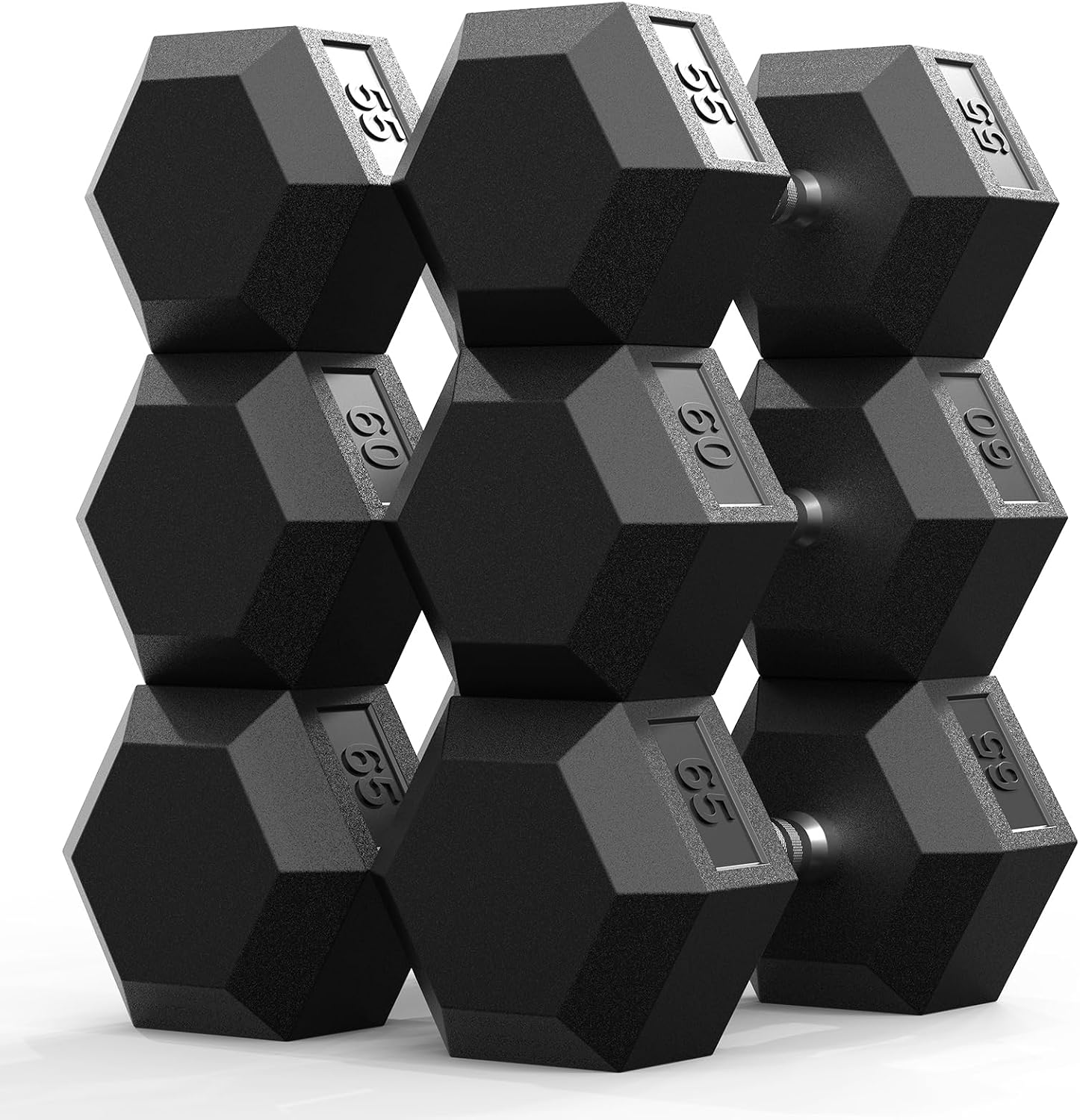Rubber Encased Hex Dumbbell, Hand Weights with Anti-Slip Cast Iron Grip for Exercise & Fitness, Weights Dumbbells Set of 2 for Strength Training