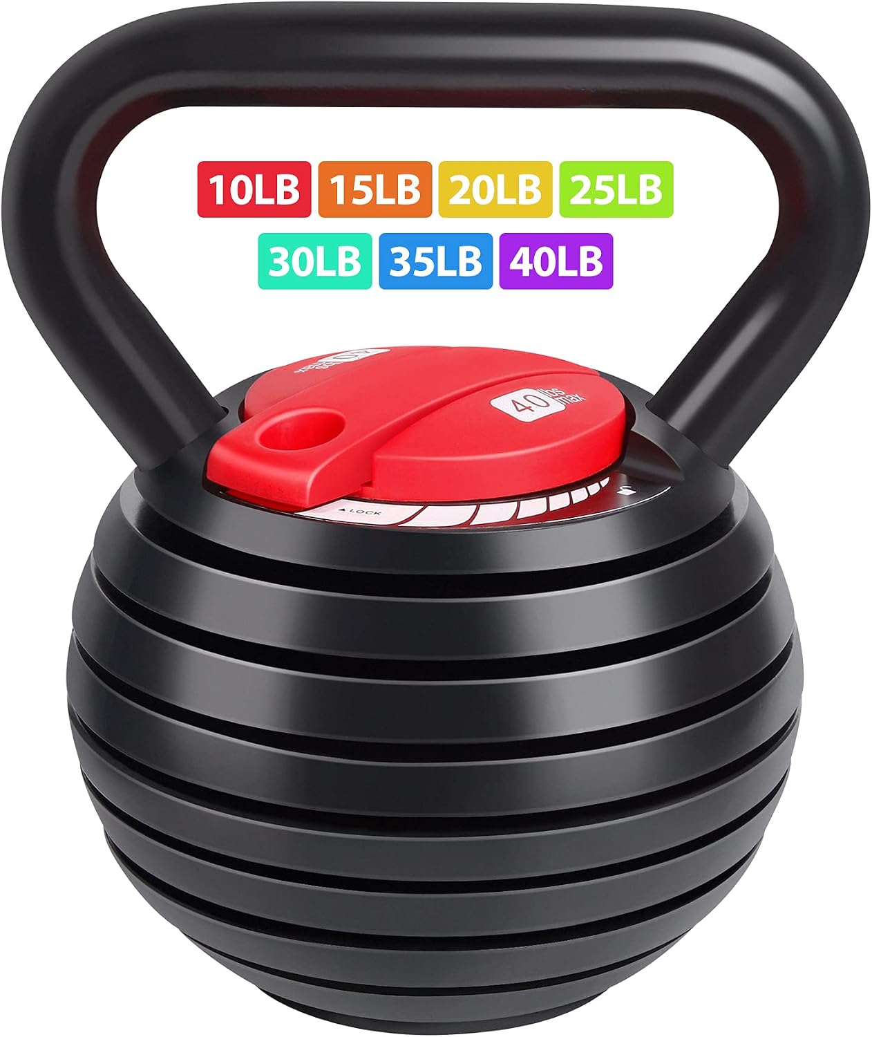 TopMade Adjustable Kettlebell Weights Set Cast Iron Exercise Fitness Kettle Ball Grip 5, 8, 9,12lb Free Weight Men Women Kettlebells for Home Gym Workout Ballistic, Core,Strength Training