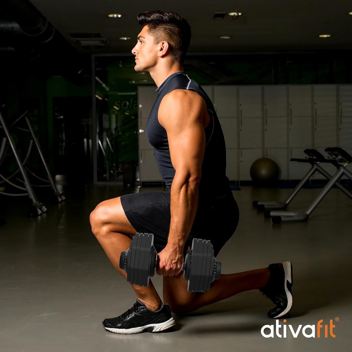 ATIVAFIT Adjustable Dumbbell Set of 2, 5–88LB Quick Dial Free Weights with Double Safety Lock, Anti-Slip Steel Handle & Storage Box, Space Saving Home Gym Equipment for Full Body Strength Training, Suitable for Home Fitness Users