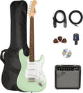 Fender Squier Sonic Stratocaster Pack - Surf Green Bundle with Frontman 10G Amp, Gig Bag, Instrument Cable, Strap, Picks, and 3-Month Fender Play