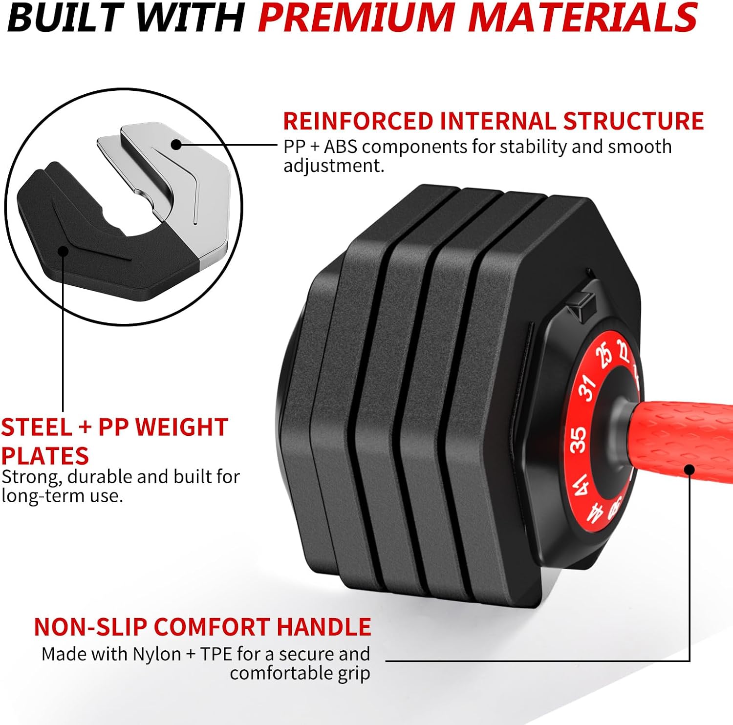 Adjustable Dumbbell Set Pair 25 lb or 50 lb, Adjustable Dumbbells 10-in-1 Free Weight Set, 1-Second Dial Weight Adjustment,Space-Saving Design with Storage Base, Home Gym Strength Training Equipment