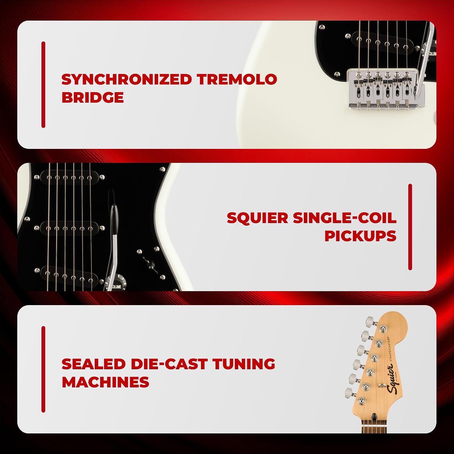 Fender FSR Squier Sonic Stratocaster, Laurel Fingerboard, Black Pickguard, Arctic White