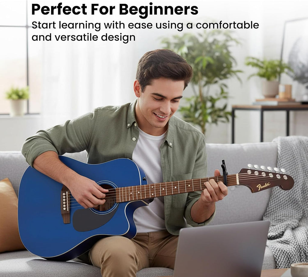Fender California Redondo CE Acoustic-Electric Guitar - Saphire Blue Bundle with Gig Bag, Strings, Picks, and Austin Bazaar Instructional DVD