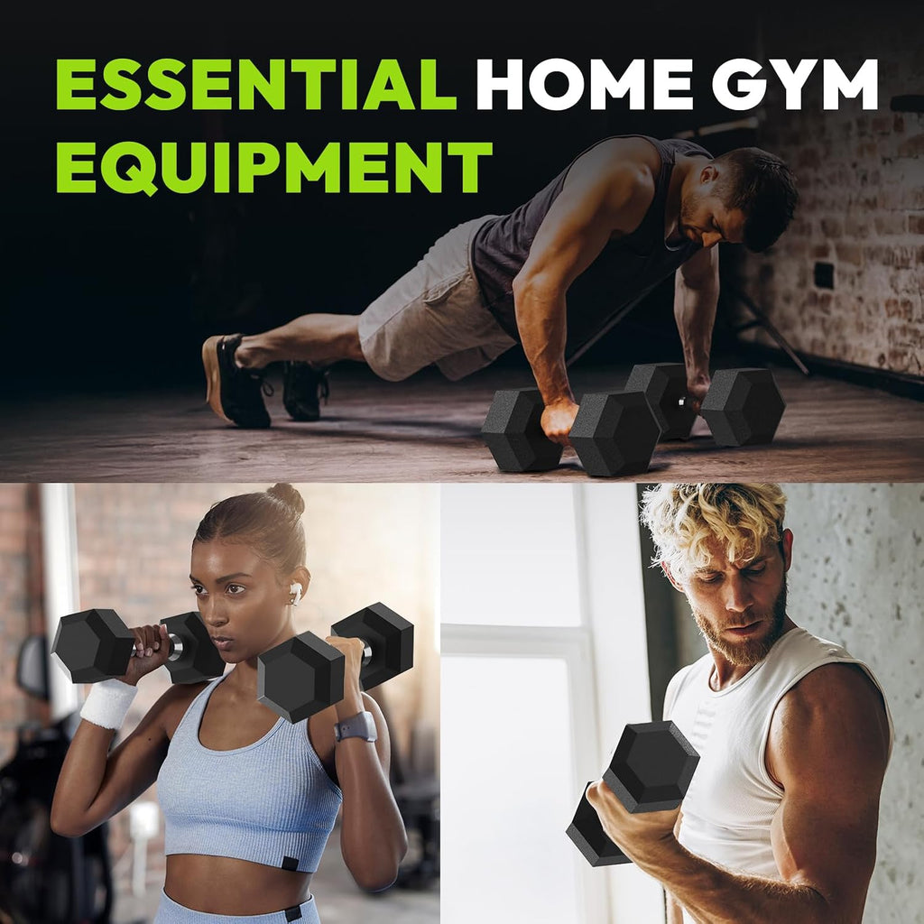 Hex Dumbbell Sets with Rack, 90-640 lb Rubber Encased Exercise & Fitness Dumbbells Set, Hand Weight for Strength Training, Weight Dumbbells