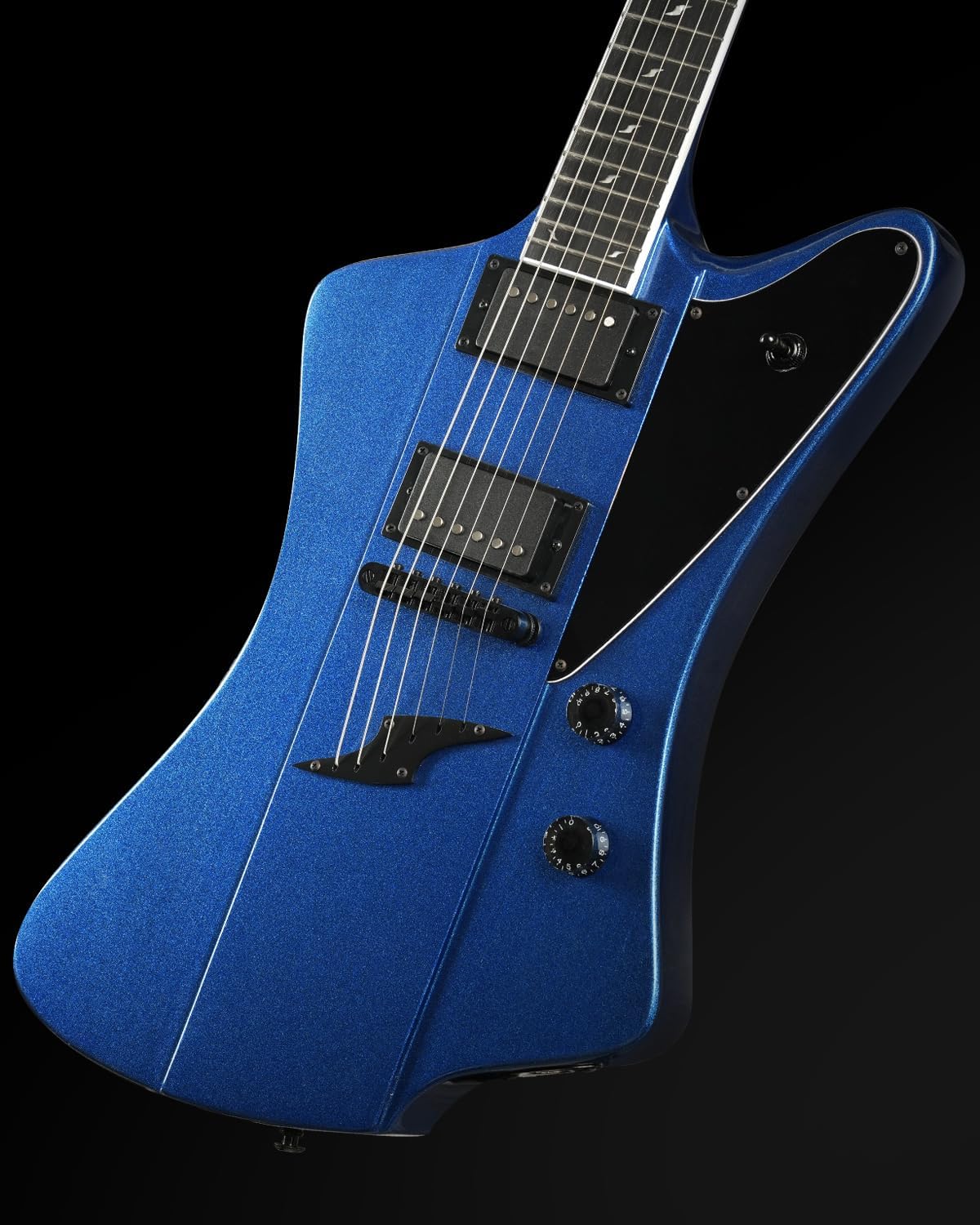 WestCreek Mirage Solid Body Electric Guitar, Mahogany Body, Ebony Fretboard, Maple Neck, Rounded End Frets, Bone Nut, 24 Frets (Blue)
