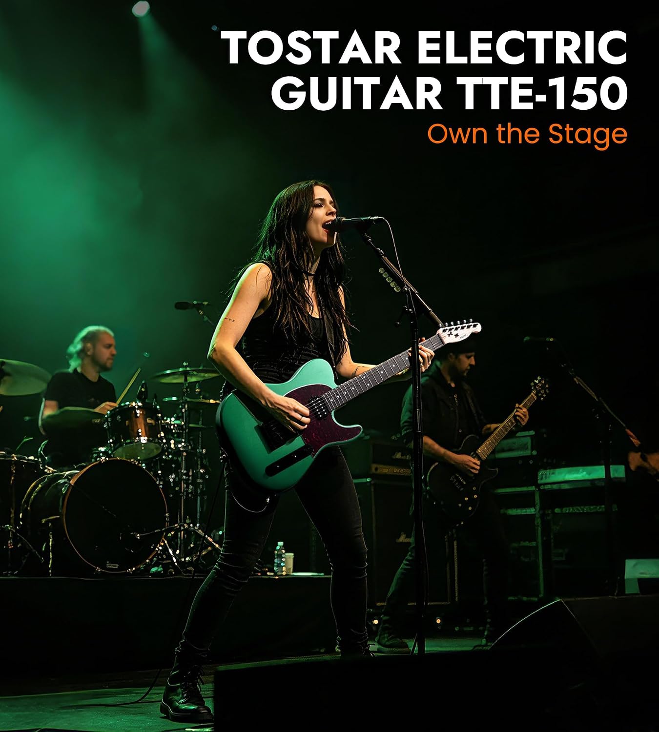 Tostar Electric Guitar: HH Humbuckers, Fixed Hardtail Bridge & Smoked Matte Finish, 3-Way Switch, 39' Solid Body Electric Guitar for Intermediate Players, Guitarra Eléctrica Kit, Birthday Gifts, Green