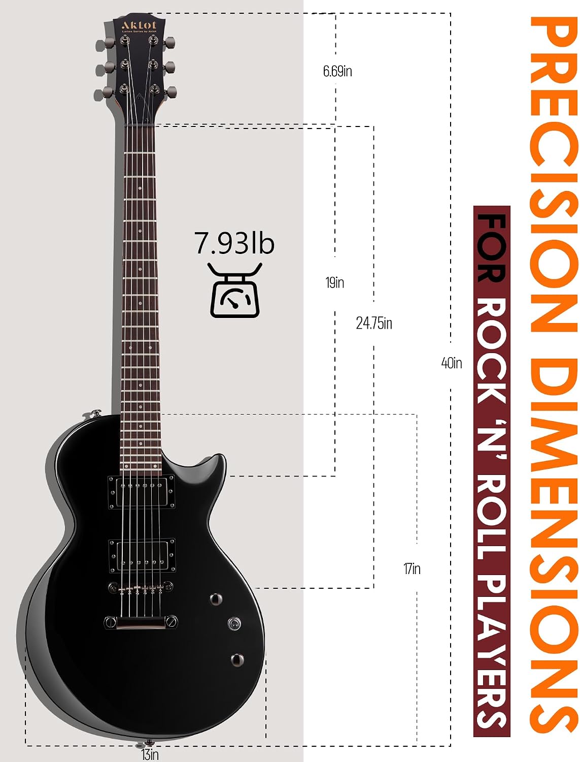 AKLOT 24-Fret Electric Guitar Kit, 40 inch Single Cut (LP Style), Modern Playability Coil-Split Humbucker Pickups, 18:1 Tuning Pegs,W/Guitar Accessories Gig Bag,Cable,Strap,Picks,Strings,Tuner,Book