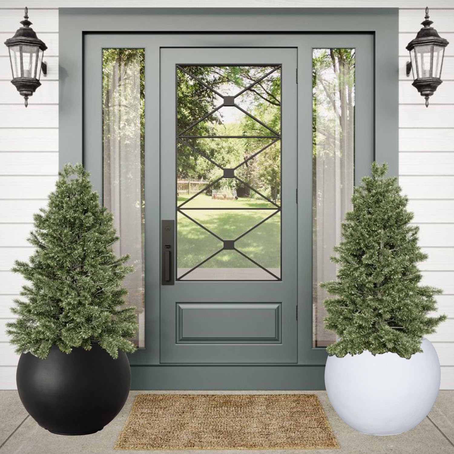 Panlaolao 17 H x 21' Dia (15' Pot Opening) Round Fiberstone Planter with Drainage Hole, White, Indoor/Outdoor Large Plant Pot for Home Patio Garden, Ideal for Large Plants