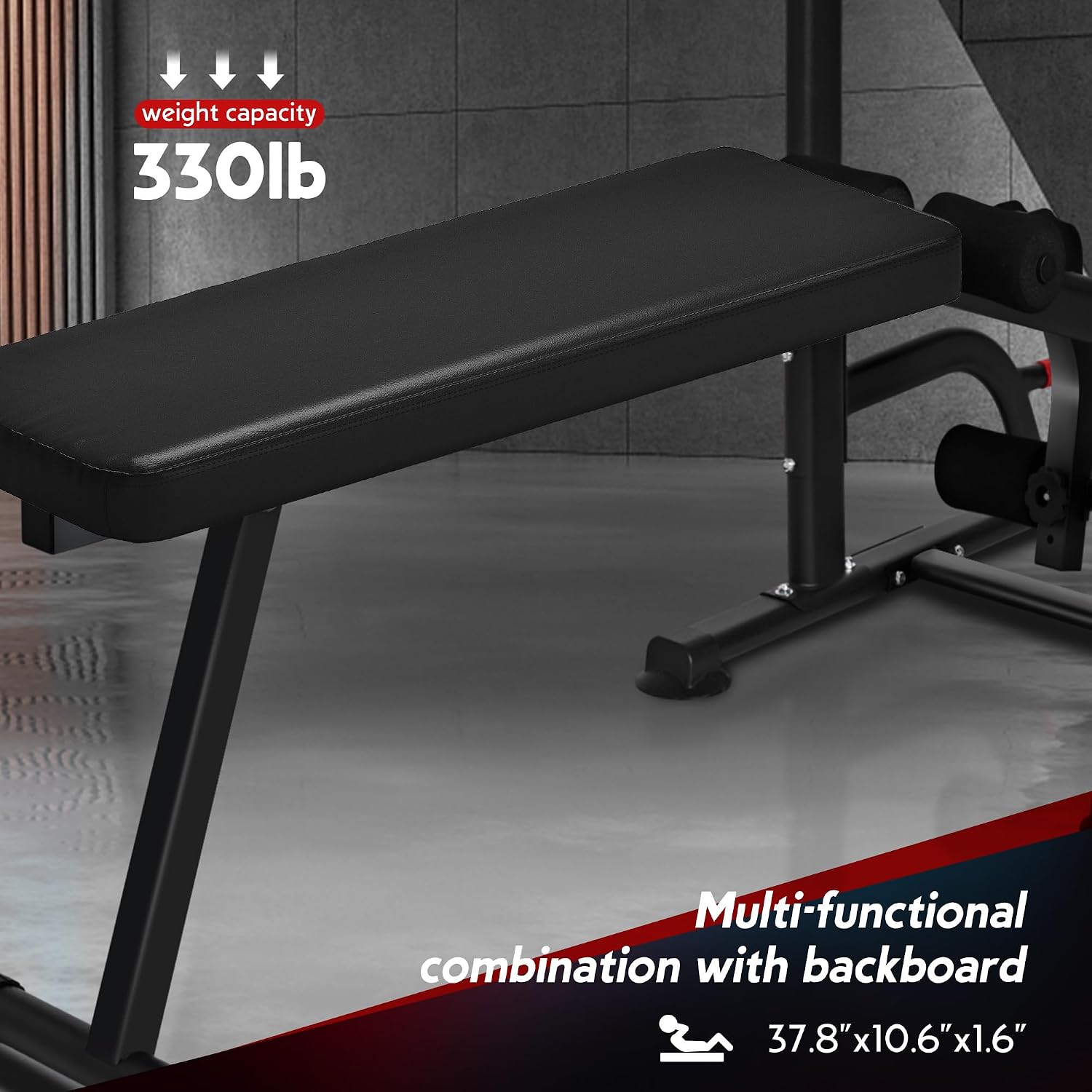 SogesPower Power Tower Pull Up Bar Station Multi-Function Adjustable Height Workout Dip Station Strength Training Equipment for Home Gym Fitness Equipment with Folding Multi-purpose Dumbbell Bench 330LBS