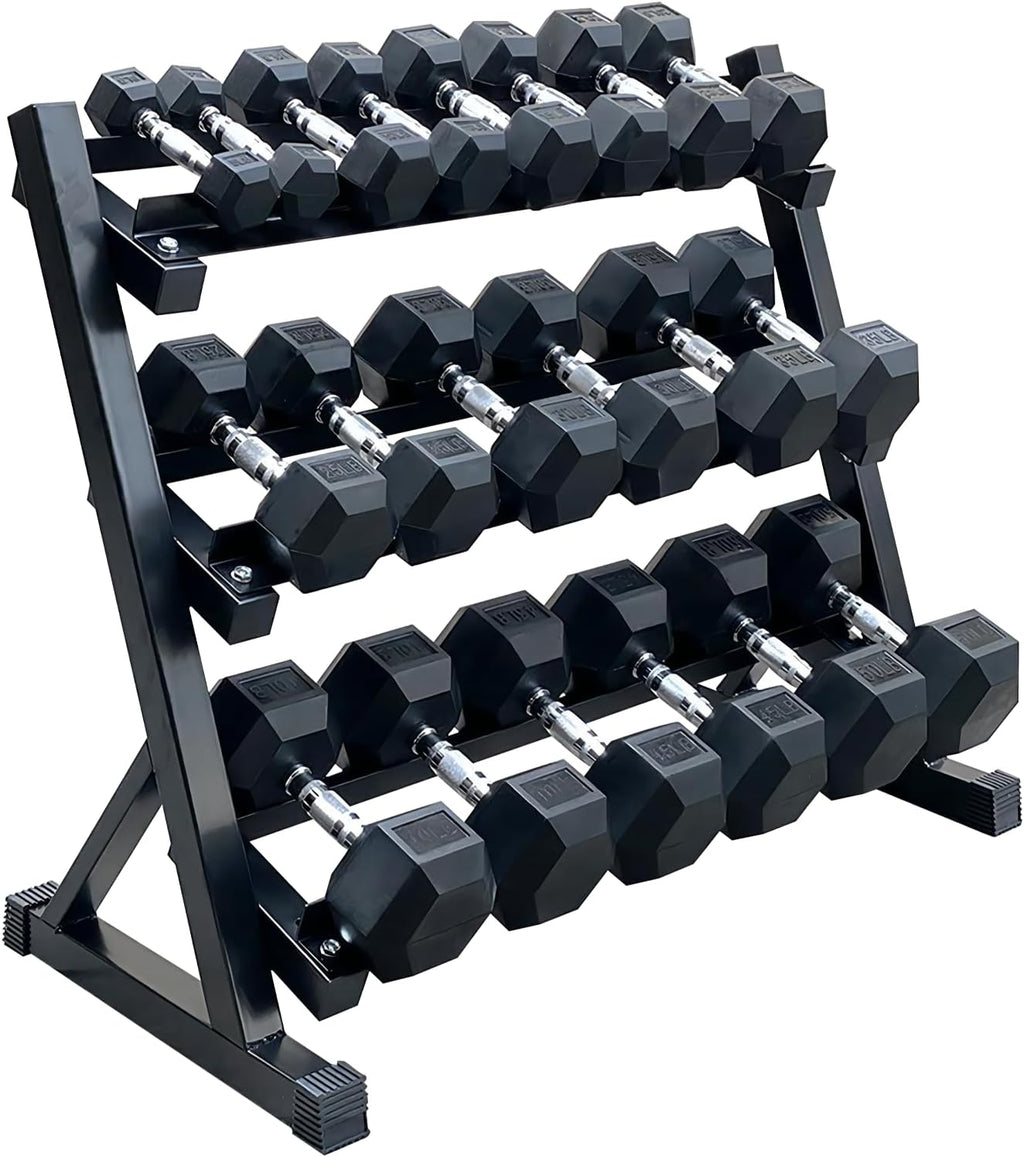350/450/550 lbs Hex Weight Dumbbells Sets with Rack Rubber Encased Dumbbell Free Weights Set for Home Gym Weight Rack with Dumbbells Set