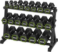 HANDBODE Hex Dumbbell Set with Rack, 300-840 lb Rubber Coated Fixed Weights Sets with Heavy Duty Storage Stand, Hexagon Shape, Multiple Weight Options Home Gym Equipment for Strength Training
