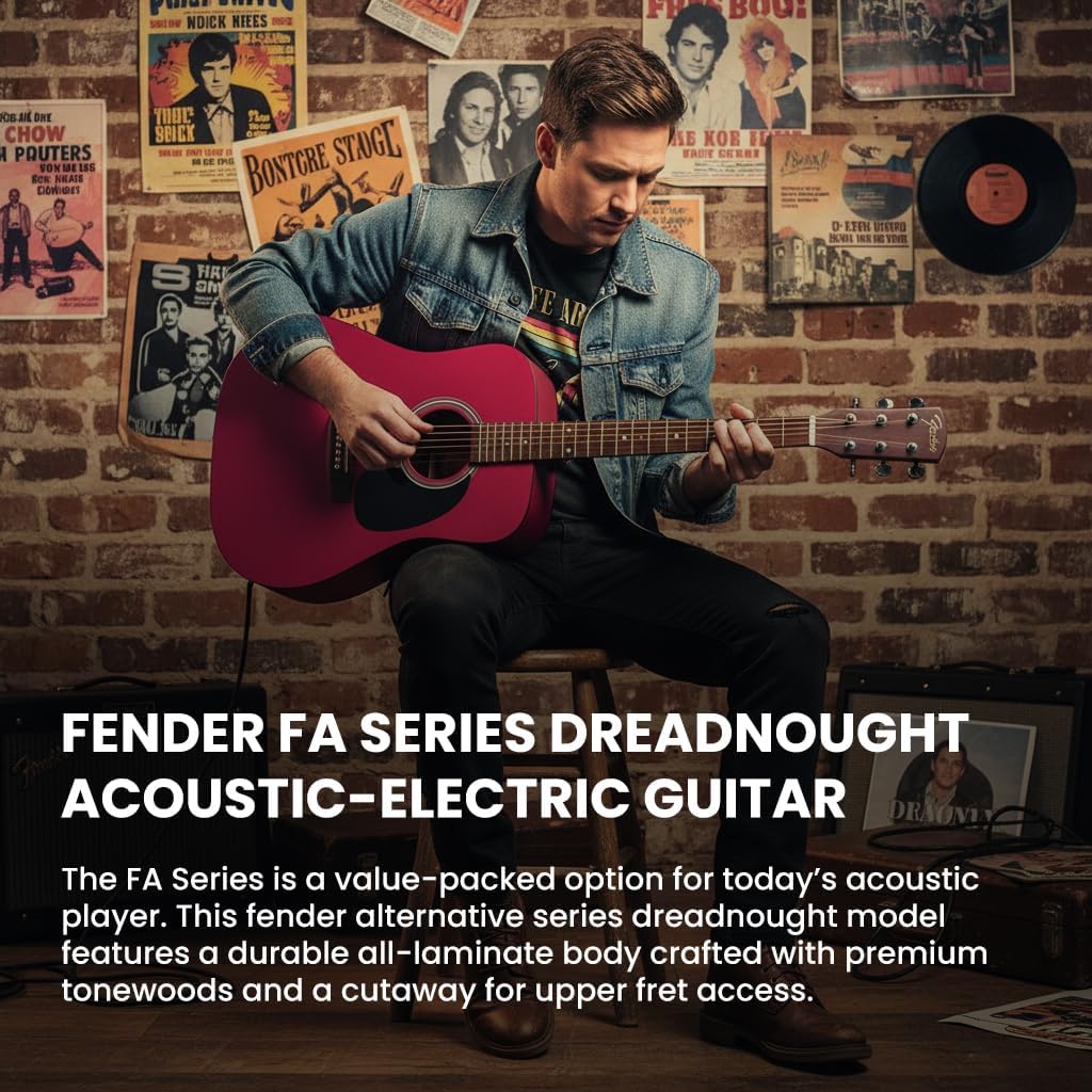 Fender FA Series Dreadnought Acoustic-Electric Guitar - Crimson Red