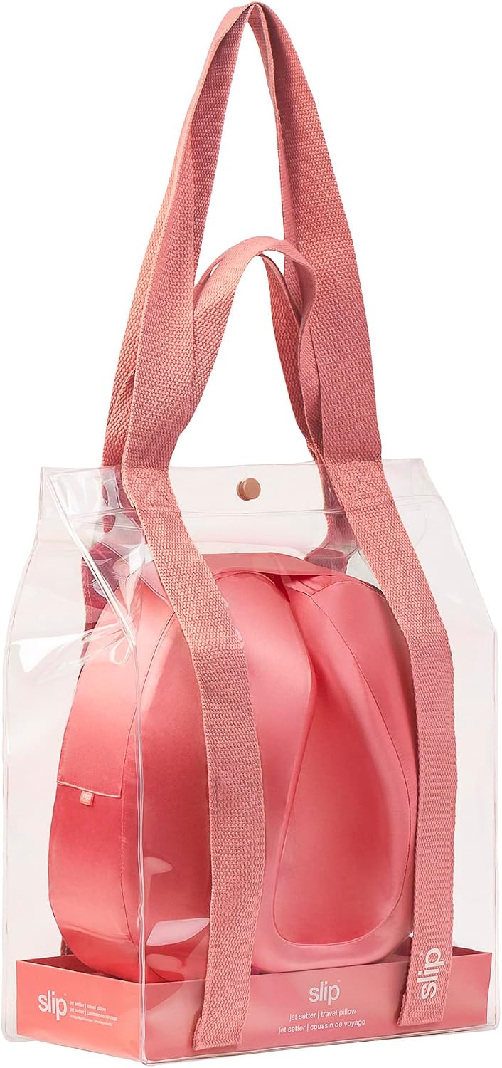 SLIP Silk Jet Setter Travel Pillow - Blush - The Slipsilk Difference Highest Grade Pure 22 Momme Mulberry Silk Pillowcase - Anti-Aging, Anti-Sleep Crease, Anti-BedHead