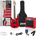 LyxPro Left Hand 30 Inch Electric Guitar Kit for Lefty Kids 3/4 Size Beginner's Guitar, Amp, Six Strings, Two Picks, Shoulder Strap, Digital Clip On Tuner, Guitar Cable and Soft Case Gig Bag - Red