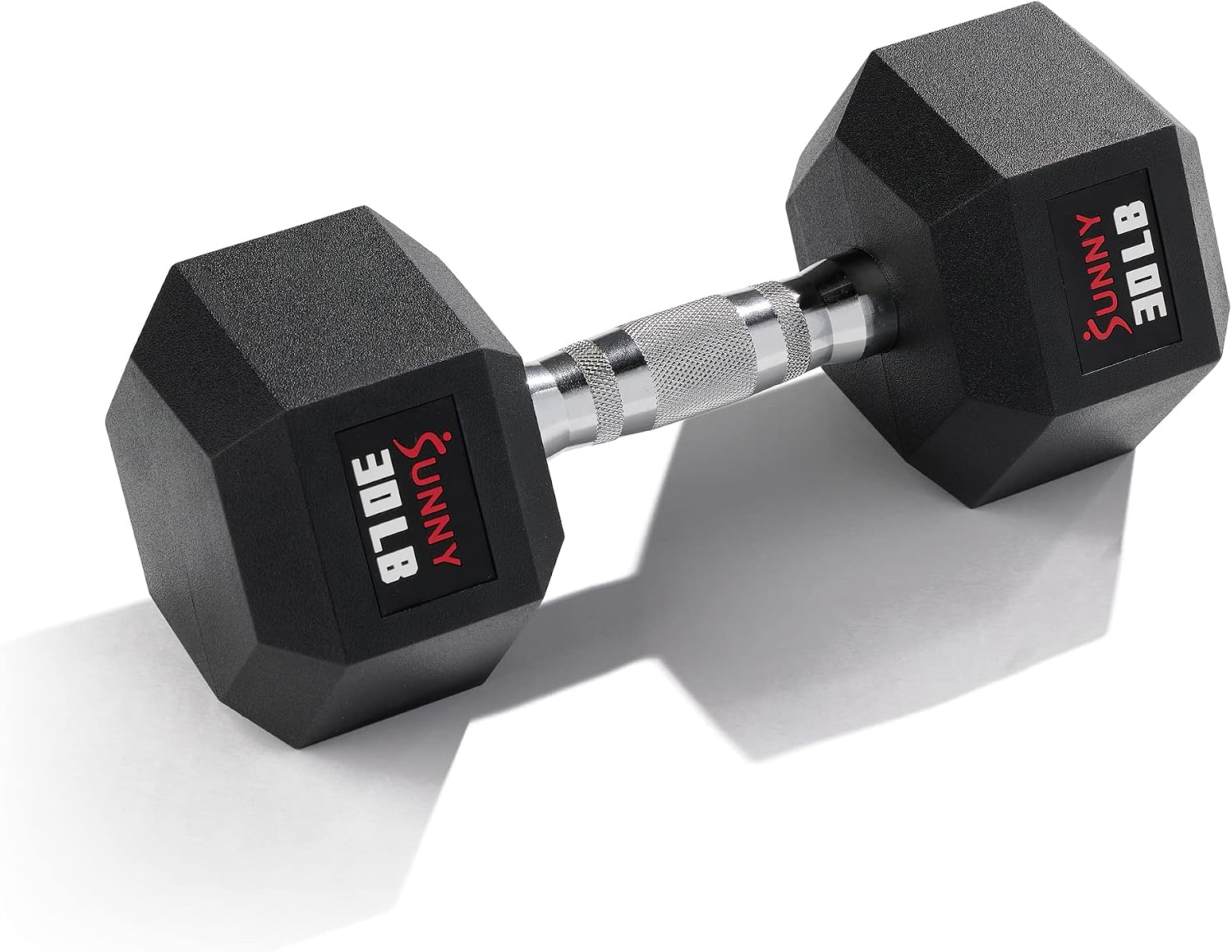 Sunny Health & Fitness Hex Style Dumbbell 5 LBS TO 50 LBS Chrome Handles, Hand Weight for Strength Training, Home Gym, Exercise, Workout Equipment Multiple Size Options