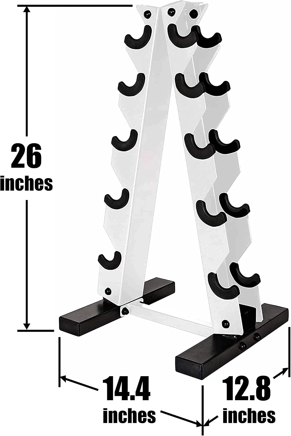 WF Athletic Supply 5-25Lb Rubber Coated Hex Dumbbell Set with A Frame Storage Rack Non-Slip Hex Shape for Muscle Toning, Strength Building & Weight Loss - Multiple Choices Available