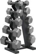 HolaHatha Hexagonal Dumbbell Free Hand Weight Set w/Rack