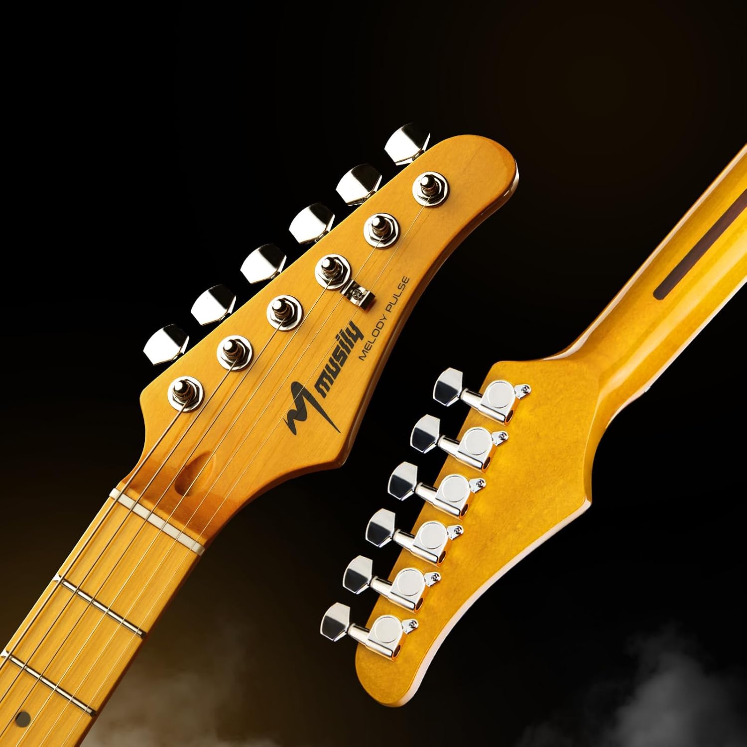 MBT Solid Body Electric Guitar with Mahogany Body, Maple Fingerboard and Bone Nut, for Beginner to Professional Players, Right Handed, Natural Gloss Surface