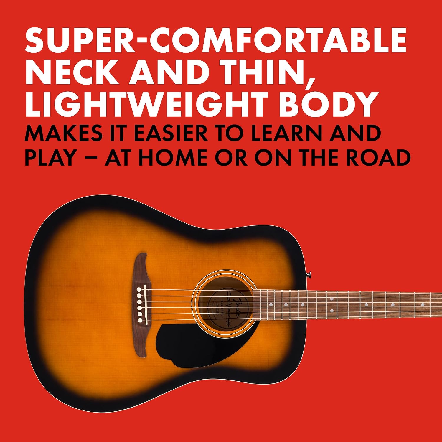 Fender California Debut Redondo Series Acoustic Guitar, Beginner Guitar, 2-Year Warranty, 2-Tone Sunburst
