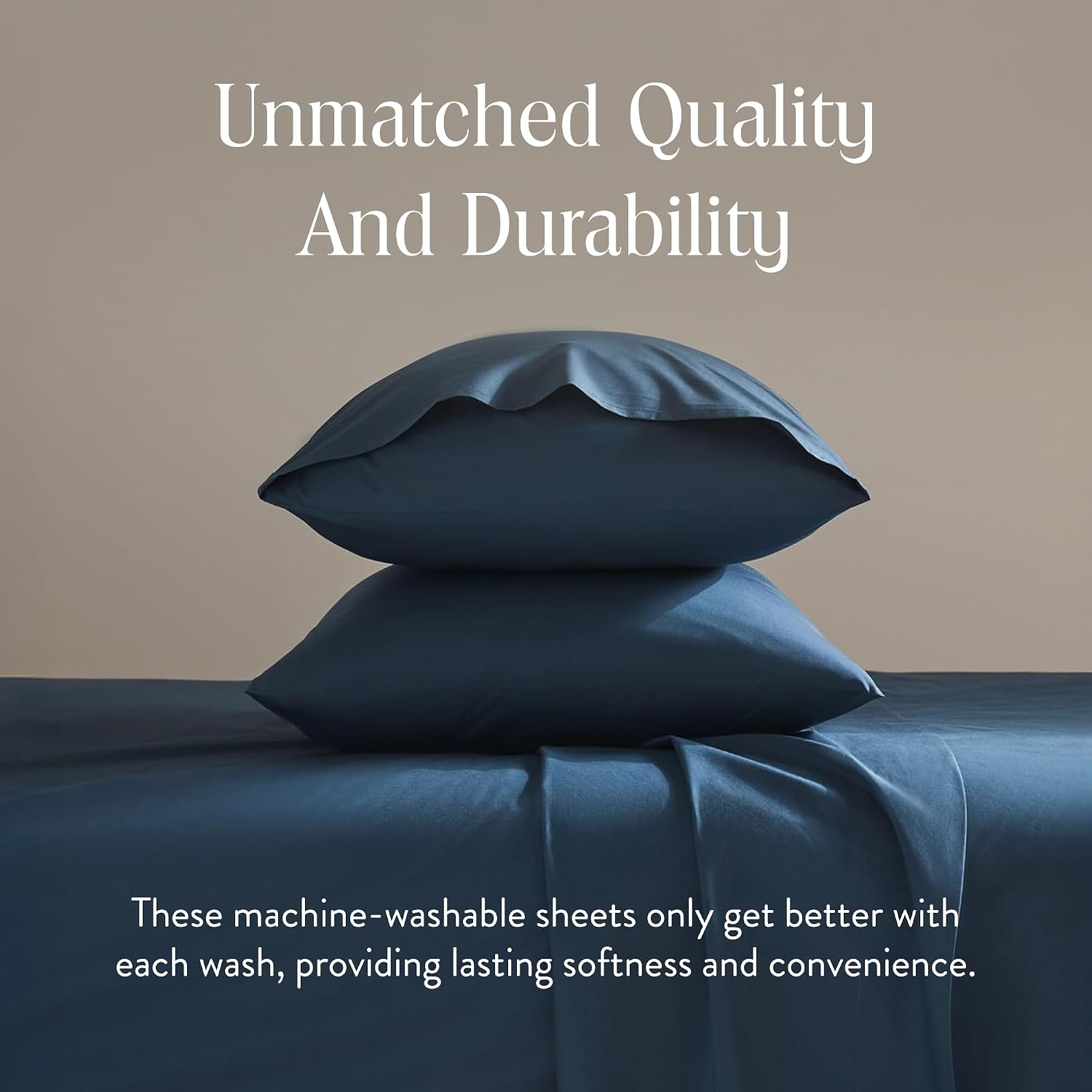 Brooklinen Luxury Sateen 4 Piece Sheet Set - 100% Cotton Bed Sheets, Durable California King Size Sheets Set in Abyss Blue, Oeko-TEX Certified Bedding Set, 1 Fitted Sheet, 1 Flat Sheet, 2 Pillowcases