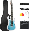 GLARRY 39' Full Size Electric Guitar Kit for Beginners, Starter Electric Guitar Set with 20W Amp & HSH Pickups, Model 170 (Ocean)