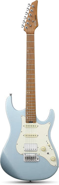 Donner 39 Inch Electric Guitar, DST-550 Solid Double-cut Poplar Body Electric Guitar for Intermediate & Pro Players, 7 Tone-switching Options & Tremolo Bridge, Bonus Bag, Ice Blue
