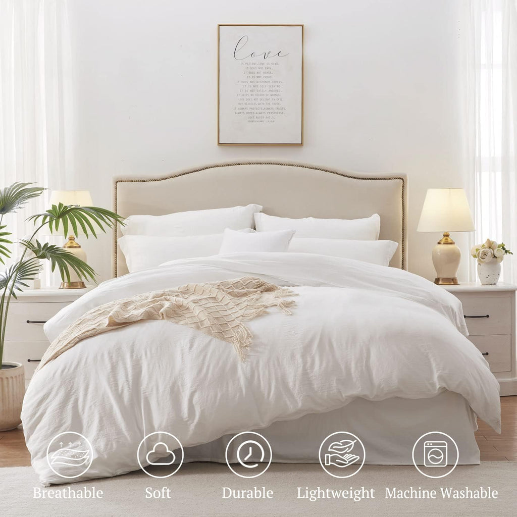 800TC 3 Sided Zipper Duvet Cover Set Soft Egyptian Cotton 3 Sided Zipper Closure, 3 PCS 1-Duvet Cover & 2- Pillow Shams - Alaskan King Size (120' x 132') Inches, (Solid White)