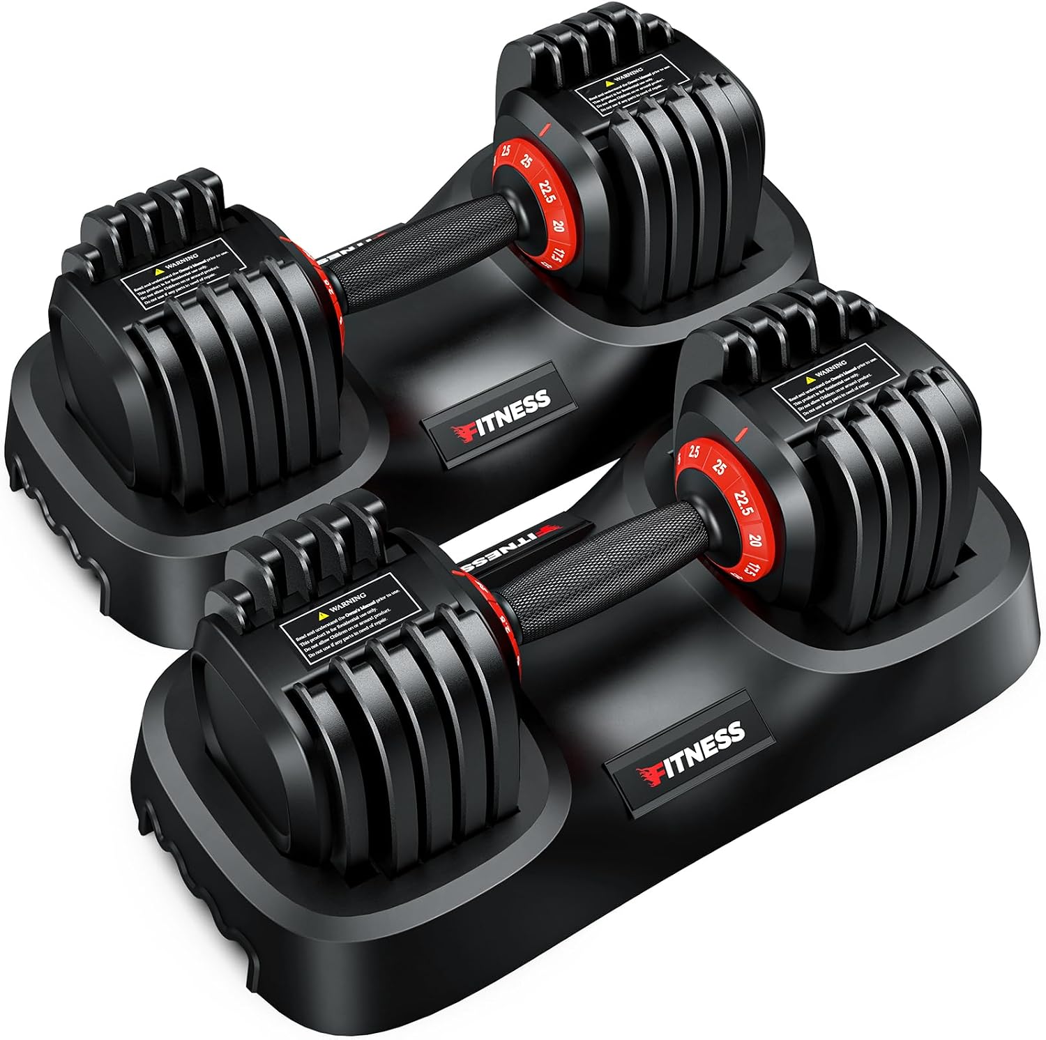1 pair AD-06 10-speed 25LBS adjustable dumbbells （Black）