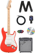 Fender Squier Sonic Stratocaster - Fiesta Red Bundle with Frontman 10G Amp, Instrument Cable, Tuner, Strap, Picks, and Austin Bazaar Instructional Video
