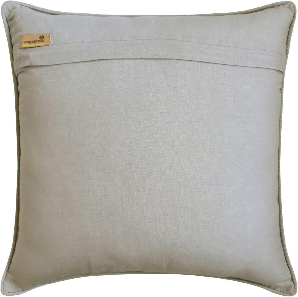 The HomeCentric Throw Pillow Case, Silver Euro Size Pillowcases, Pack of 2, 24x24 inch (60x60 cm) Silk Pillow Case Cover, Pillow Covers with Lace & Sequins & Embroidered, Abstract - Vanilla Lace