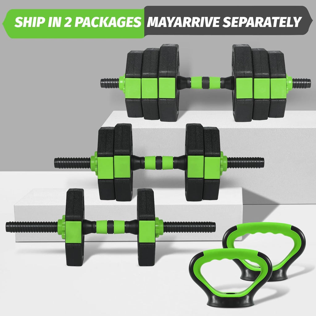 TROPOW 88lbs Adjustable Dumbbells Set, 4 in1 Free Weight Dumbbell Set of 2 Used as Barbell,Kettlebells,Fitness Exercises for Home Gym Suitable Men/Women